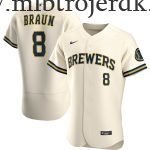 Mænd Milwaukee Brewers MLB Trøjer Ryan Braun  Cream Hjemme Player